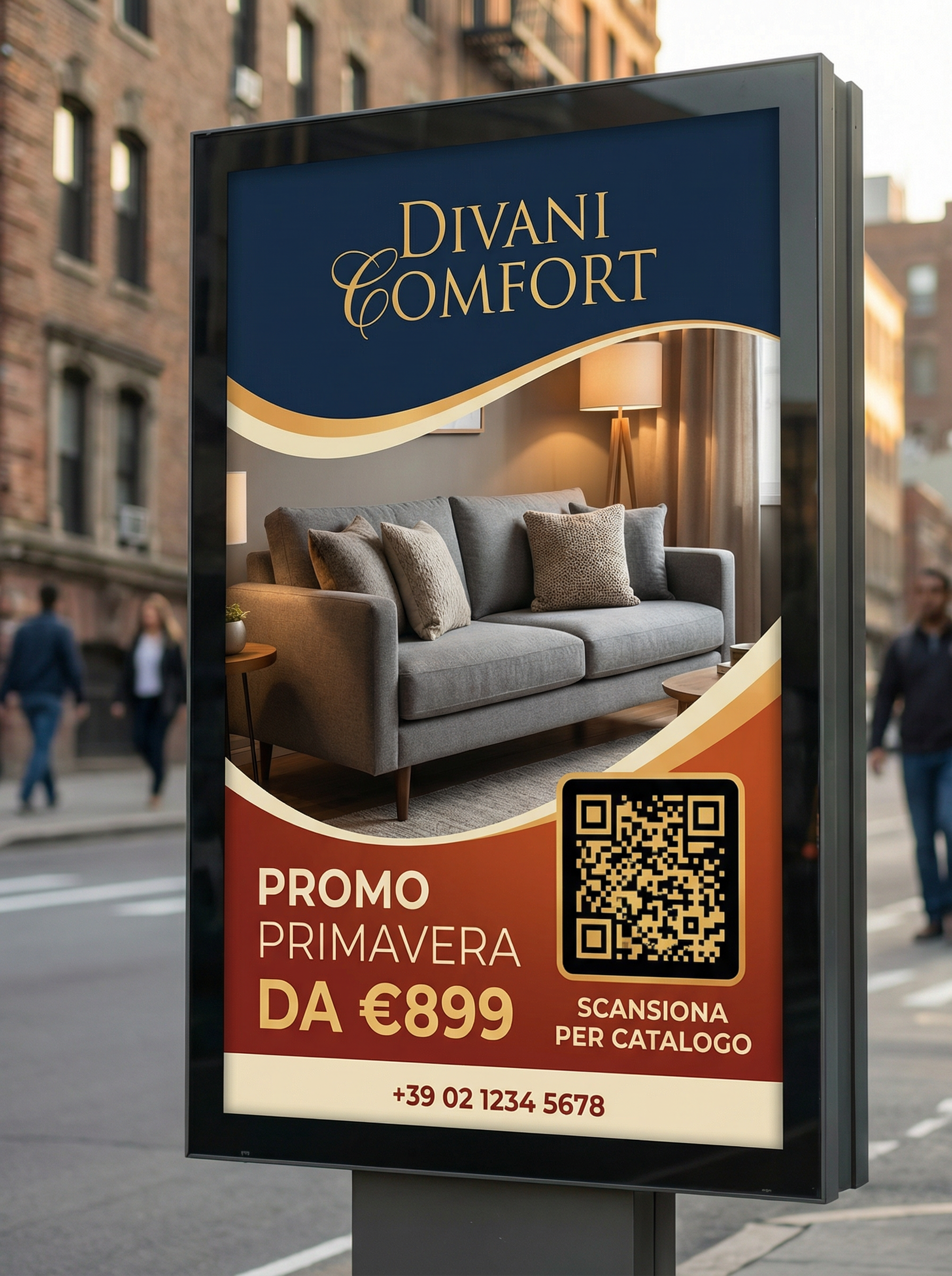 Pannello pubblicitario in strada con QR code – Comuni + Digitale